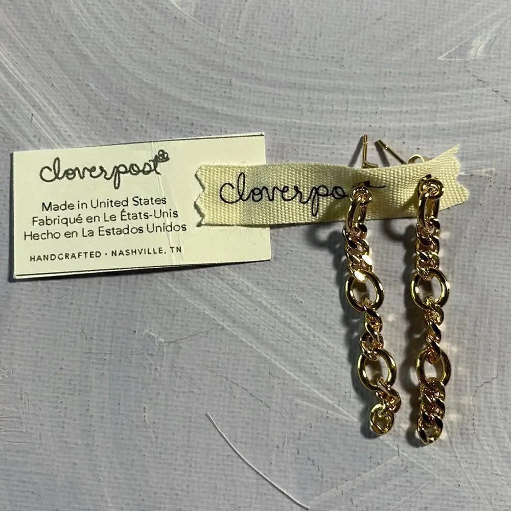 New Anthropologie x Cloverpost Jaden 14K Gold Chain Earrings